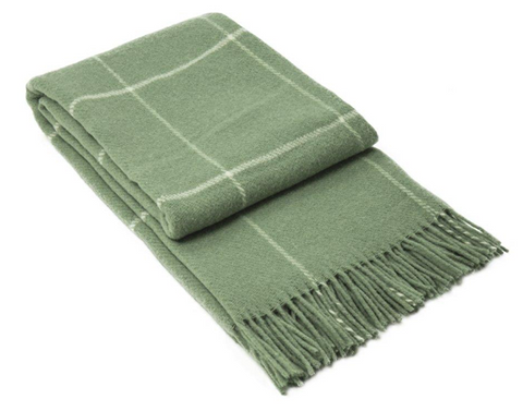 Brighton Throw Blanket - 100% NZ Wool, 140x200 cm, Sage Striped, Ethically Sourced - SuperSaverAU - view 1