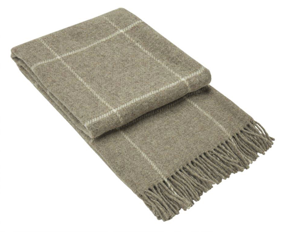 Brighton Throw Blanket - 100% New Zealand Wool, 140x200 cm, Beige Striped - SuperSaverAU - view 1