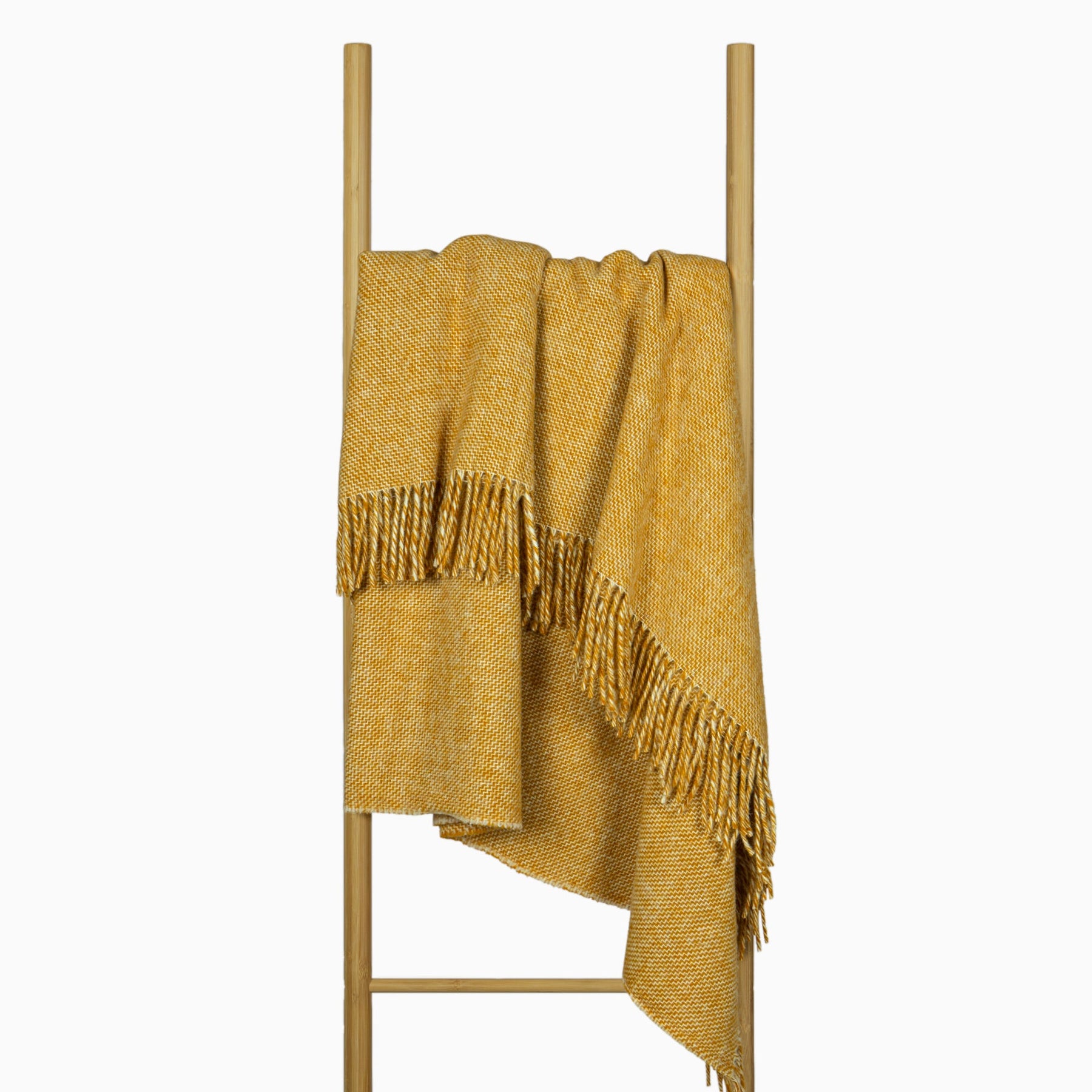 Cambridge Throw Blanket - 100% NZ Wool, 140x200 cm, Mustard, Ethically Sourced - SuperSaverAU - view 3