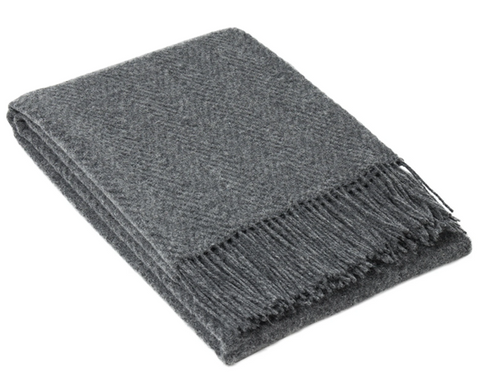 Hampton Merino Wool Blend Throw - Slate, Luxury Blanket - SuperSaverAU - view 1