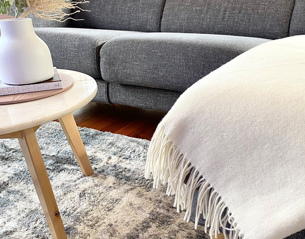 Kensington Throw Blanket - 10% Cashmere/90% Superfine Merino Wool - 140W x 200H cm - Ivory - SuperSaverAU - view 2