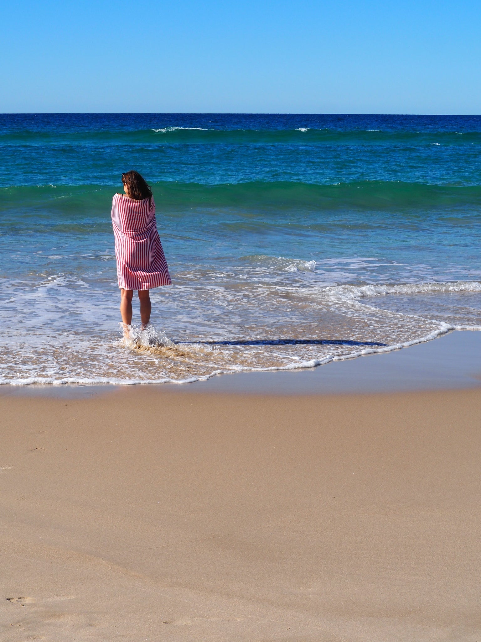 Portsea Pure Turkish Cotton Beach Towel - Cherry, 100 x 180cm, Quick Drying - SuperSaverAU - view 3