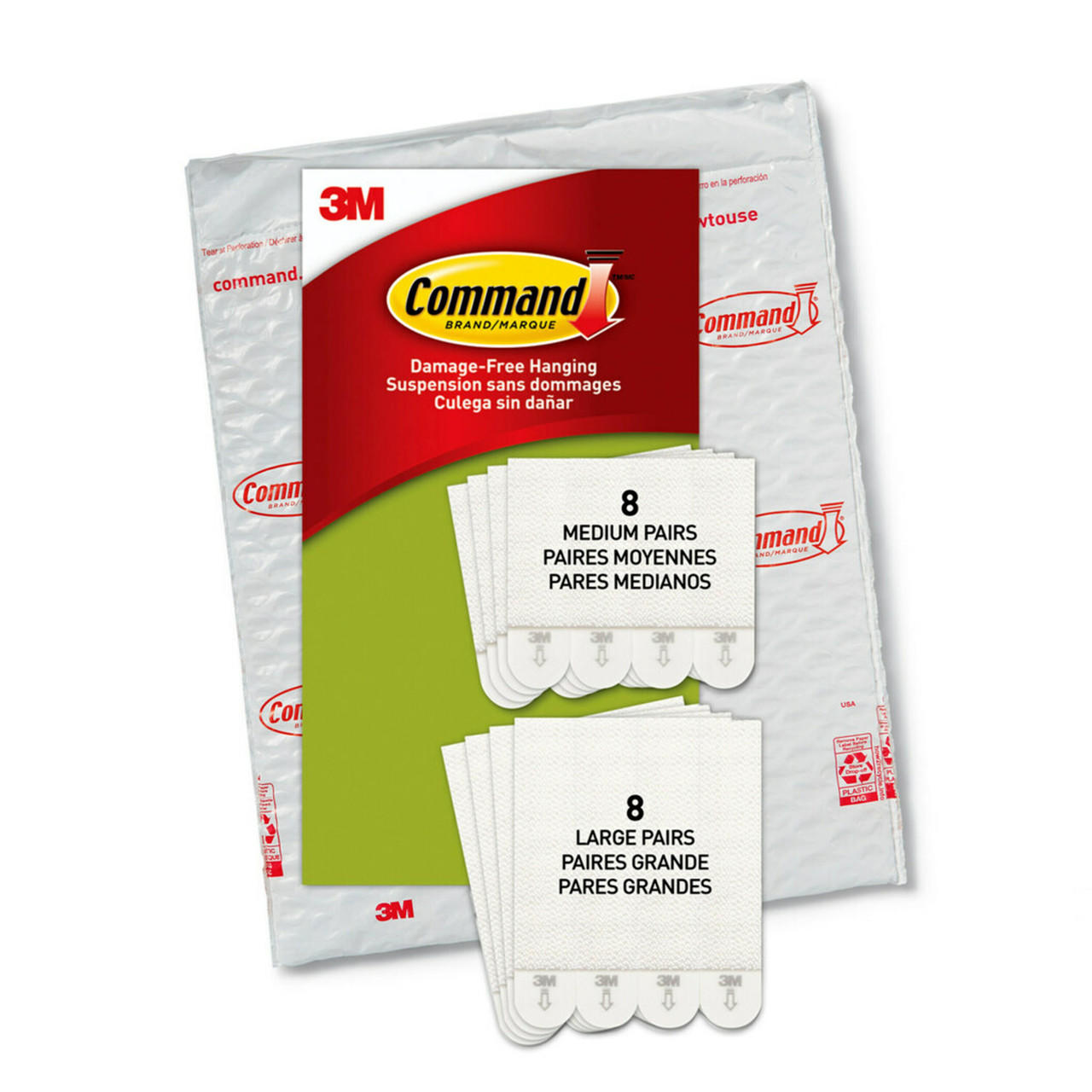 Command Picture Hanging Strips, Medium & Large, Damage-Free, 8 Pairs, 12-16 lbs - SuperSaverAU - view 1