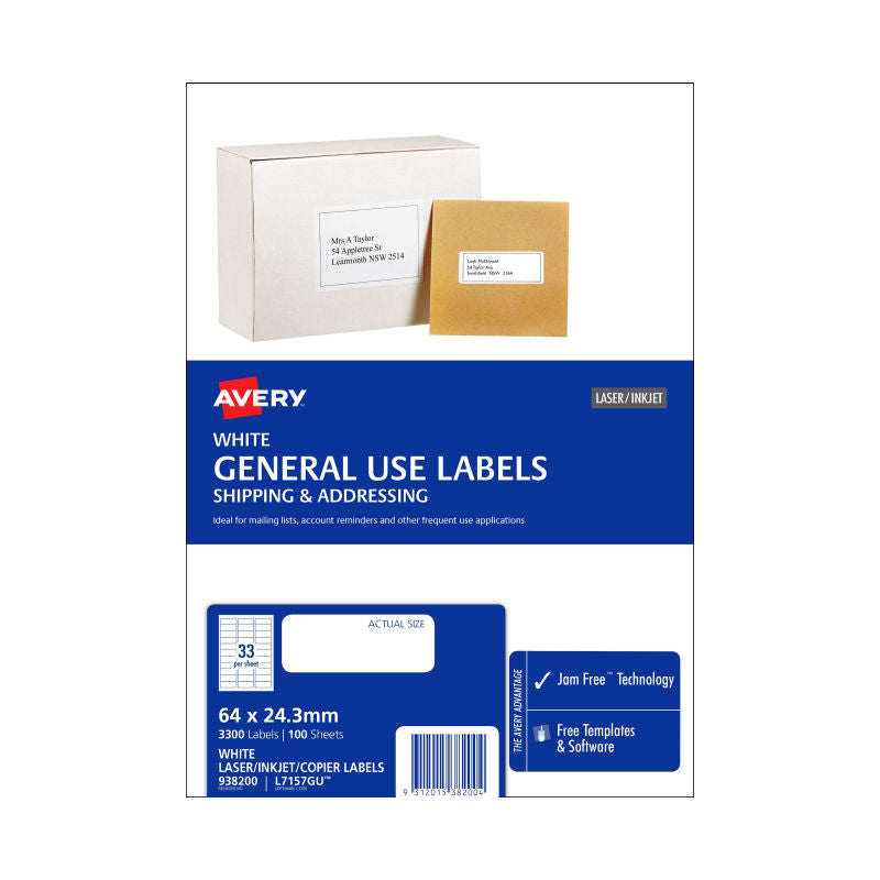 AVERY General Purpose Label L7157GU 33-Up Sheets Box of 100 - SuperSaverAU - view 3