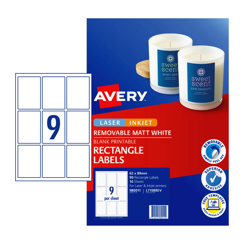 AVERY Label Rct L7108REV 9Up Pack of 10 - SuperSaverAU - view 1
