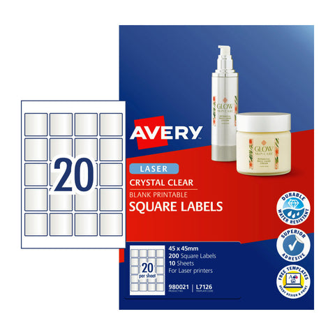 AVERY Laser Label Sq L7126 20Up Pack of 20 - SuperSaverAU - view 1