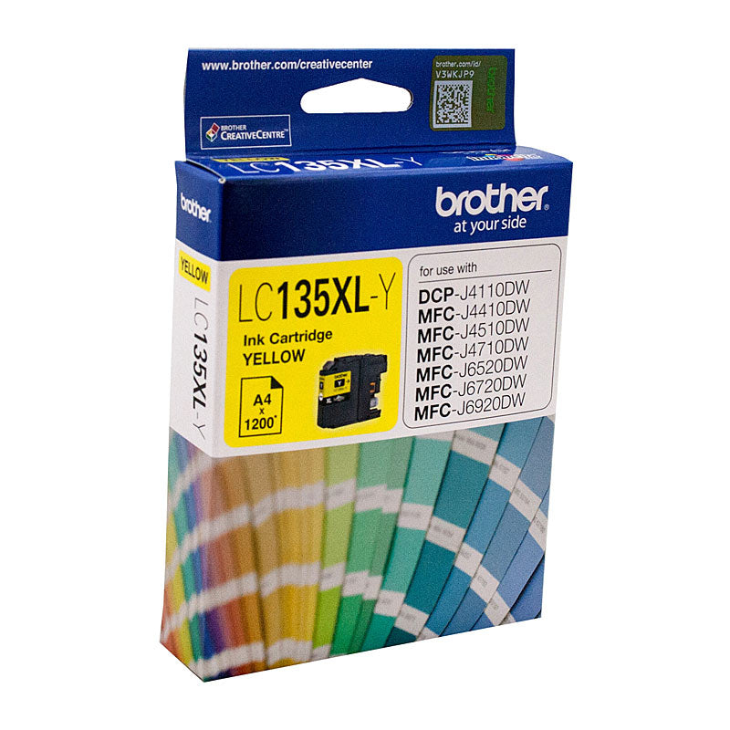 BROTHER Genuine Yellow Ink Cartridge LC-135XLY 1,200 Page Yield for Multiple Models - SuperSaverAU - view 1