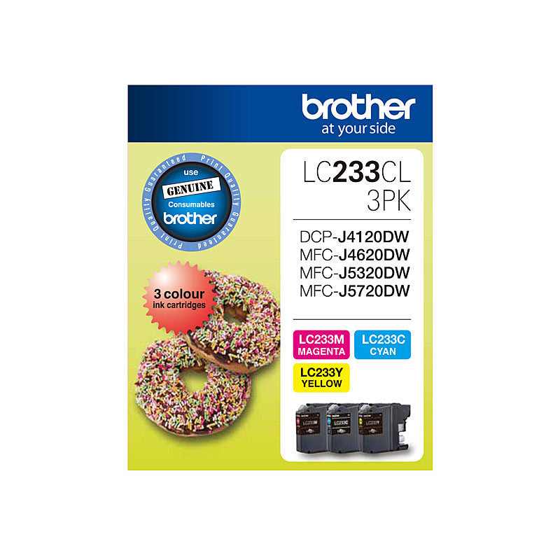 Brother LC-233 Colour Value Pack Cyan Magenta Yellow 3 Ink Cartridges - SuperSaverAU - view 1