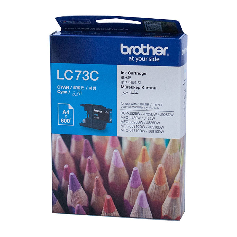 Brother LC-73C Cyan High Yield Ink Cartridge Up to 600 Pages for DCP-J525W J925DW MFC-J6710DW - SuperSaverAU - view 1