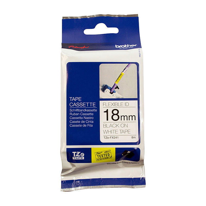 Brother TZe Tape 18mm Black on White - Premium Quality OEM TZE-FX241 - SuperSaverAU - view 1