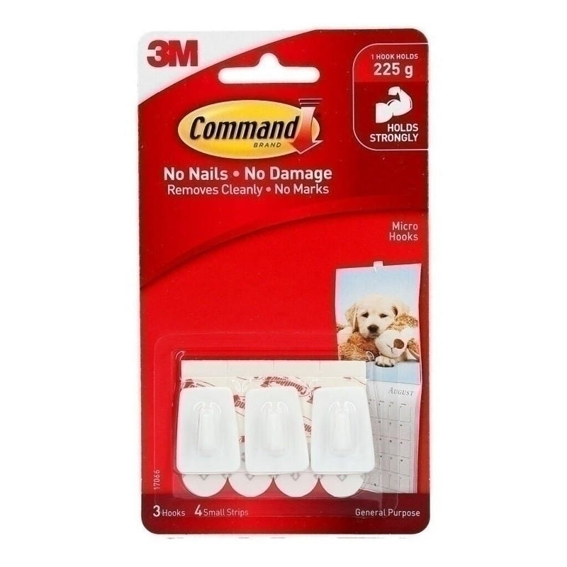 COMMAND Micro Hooks White Pk3 Bx10 - Strong Adhesive, Damage-Free Hanging - SuperSaverAU - view 1
