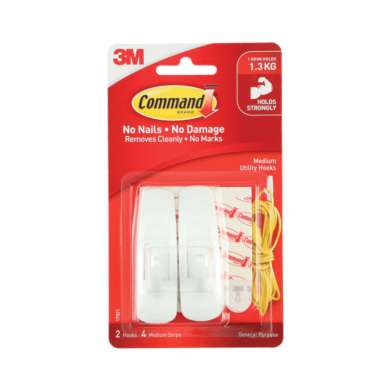 Command Hook Medium White Pack of 2 Box of 6 - 17001ANZ - SuperSaverAU - view 3