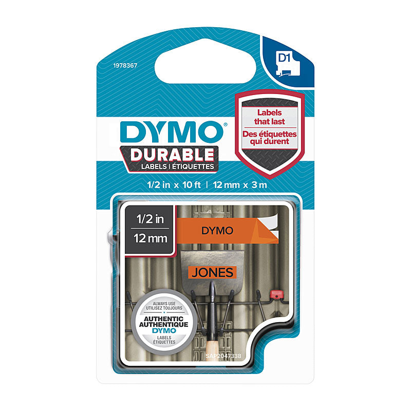 DYMO Dur Black on Orn 12mm x 3m - SuperSaverAU - view 1