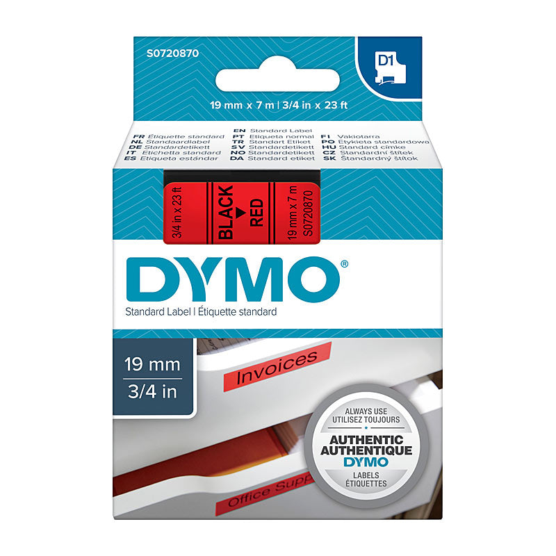 DYMO Black on Red 19mm x 7m Tape - Premium Quality Labels for POS Stations - SuperSaverAU - view 1