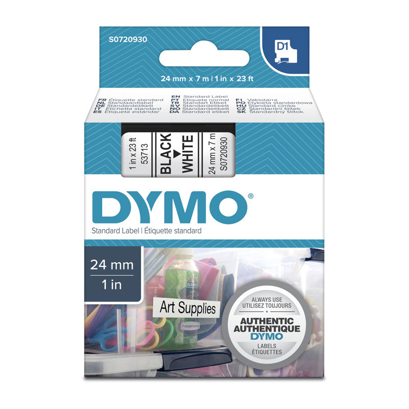 DYMO 24mmx7m Black on White Tape - Premium Quality Labels for POS Stations - SuperSaverAU - view 1