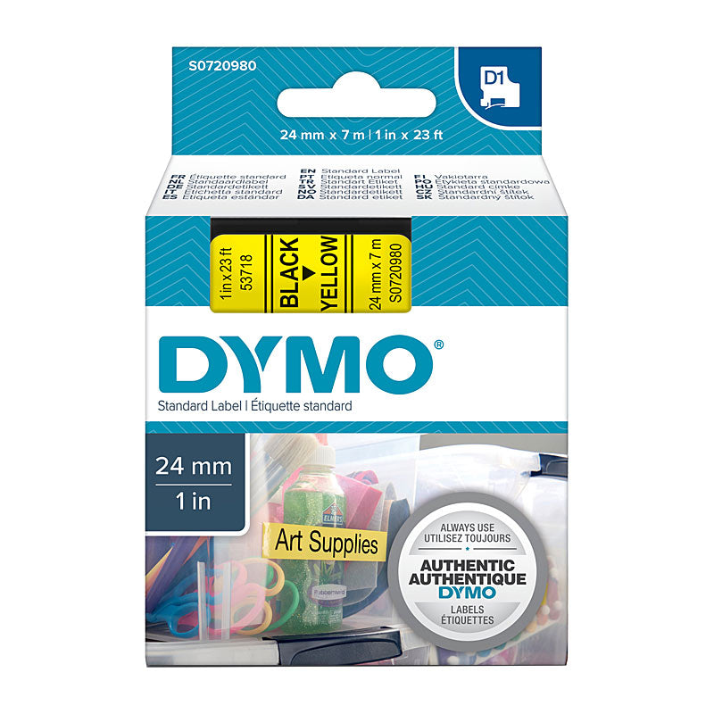 DYMO 24mm x 7m Black on Yellow Tape - Premium Quality for POS Stations - SuperSaverAU - view 1