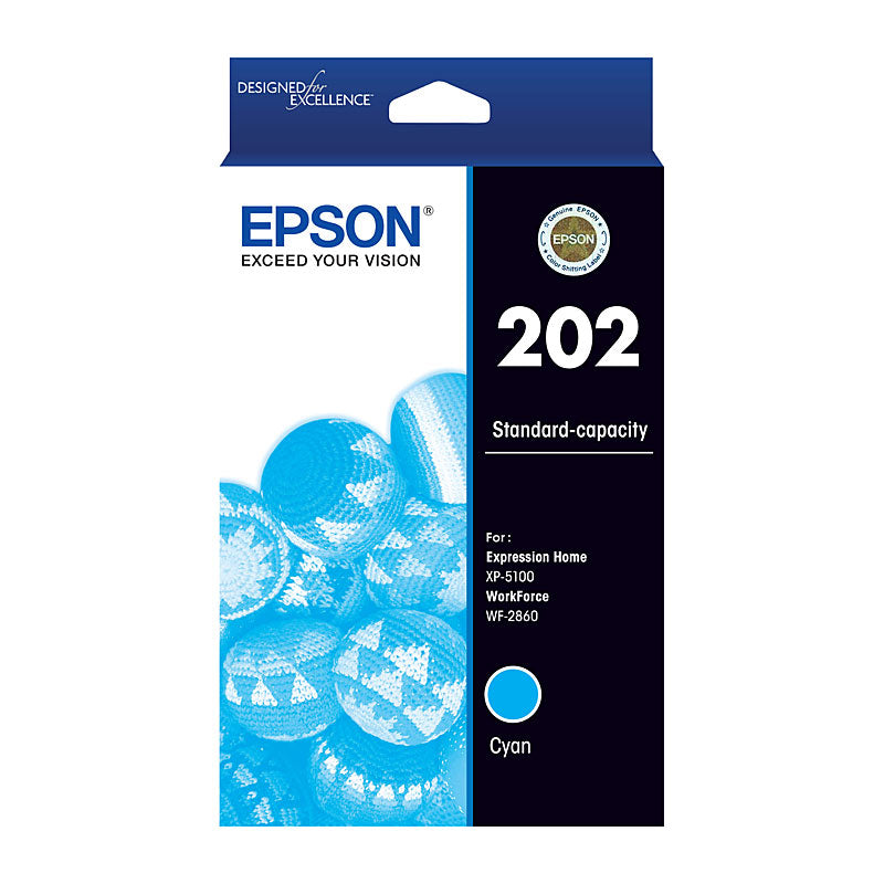 EPSON Cyan Ink Cartridge 202 for XP 5100 and WF 2860 Printers - SuperSaverAU - view 1