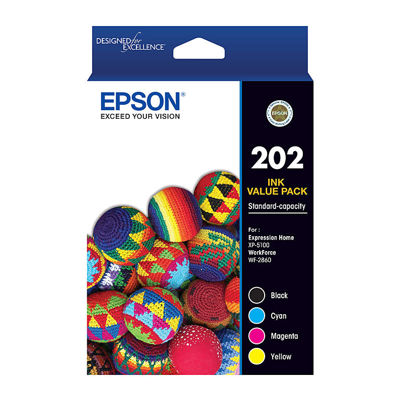 EPSON 202 4-Color Ink Value Pack for XP 5100 WF 2860 Printers - SuperSaverAU - view 1