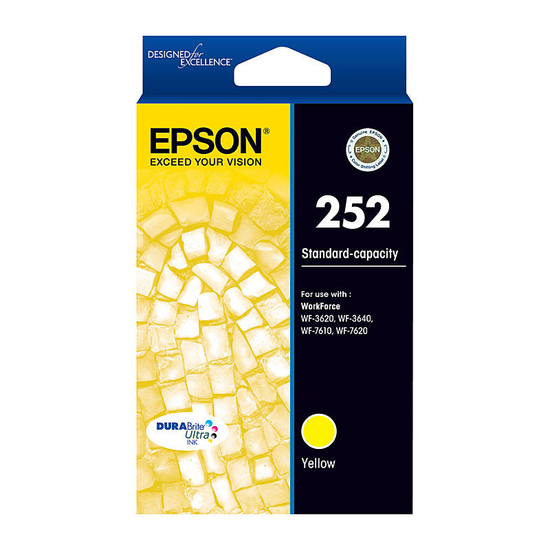Epson Yellow Ink Cartridge 252 for WorkForce 3620 3640 7610 7620 7710 7720 7725 - 300 Pages - SuperSaverAU - view 1
