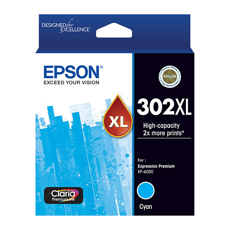 EPSON Cyan Ink Cartridge 302XL for XP 6000 and XP 6100 Printers - SuperSaverAU - view 1