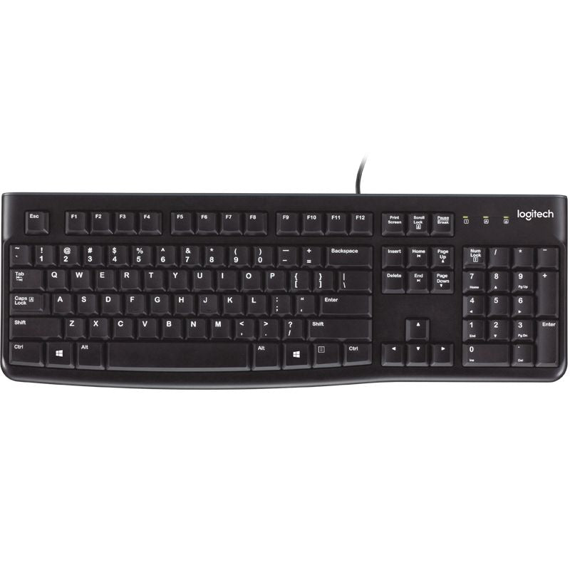 LOGITECH K120 Keyboard Quiet typing Spill-resistant Durable keys Thin profile Curved space bar Adjustable tilt legs - SuperSaverAU - view 1
