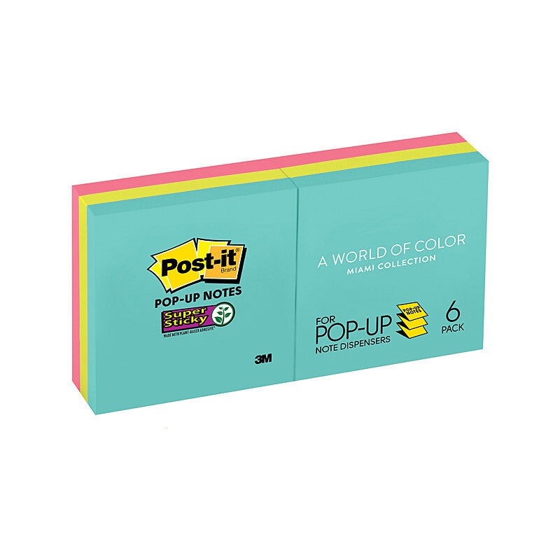 Post-It Note Pop-Up Miami 73x73mm Pack of 6 - SuperSaverAU - view 1