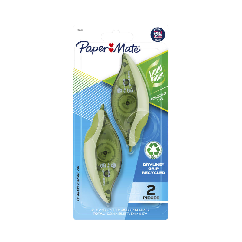 Paper Mate Liquid Paper Dryline Correction Tape 5MM x 8.5M, 2 Pack, Recycled - SuperSaverAU - view 1