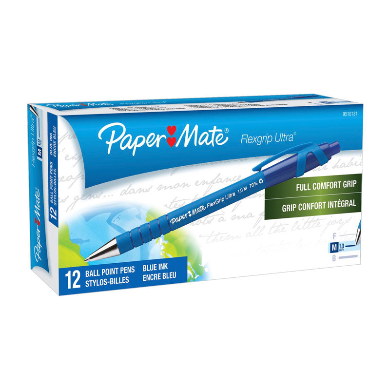 Paper Mate Flexi Grip RT Ballpoint Pen 1.0mm Blue Box of 12 - SuperSaverAU - view 1