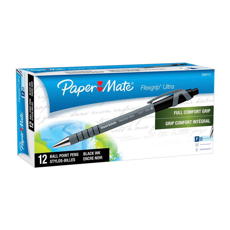 PAPER MATE Flexi Grip Retractable Ball Pen 0.8mm Black Box of 12 - SuperSaverAU - view 1