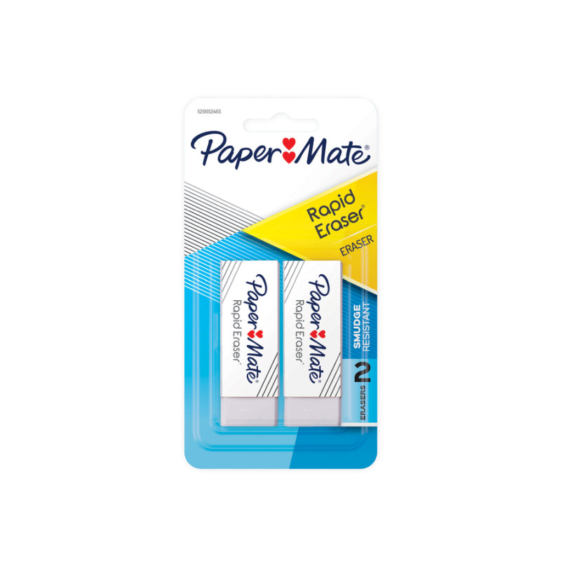 PAPER MATE Rapid Erase Erasers PK2 BX12 - Smudge Resistant, Latex-Free - SuperSaverAU - view 1