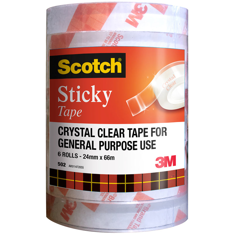 Scotch Sticky Tape 502 24mm x 66M - Strong Adhesive, Clear Finish - SuperSaverAU - view 1