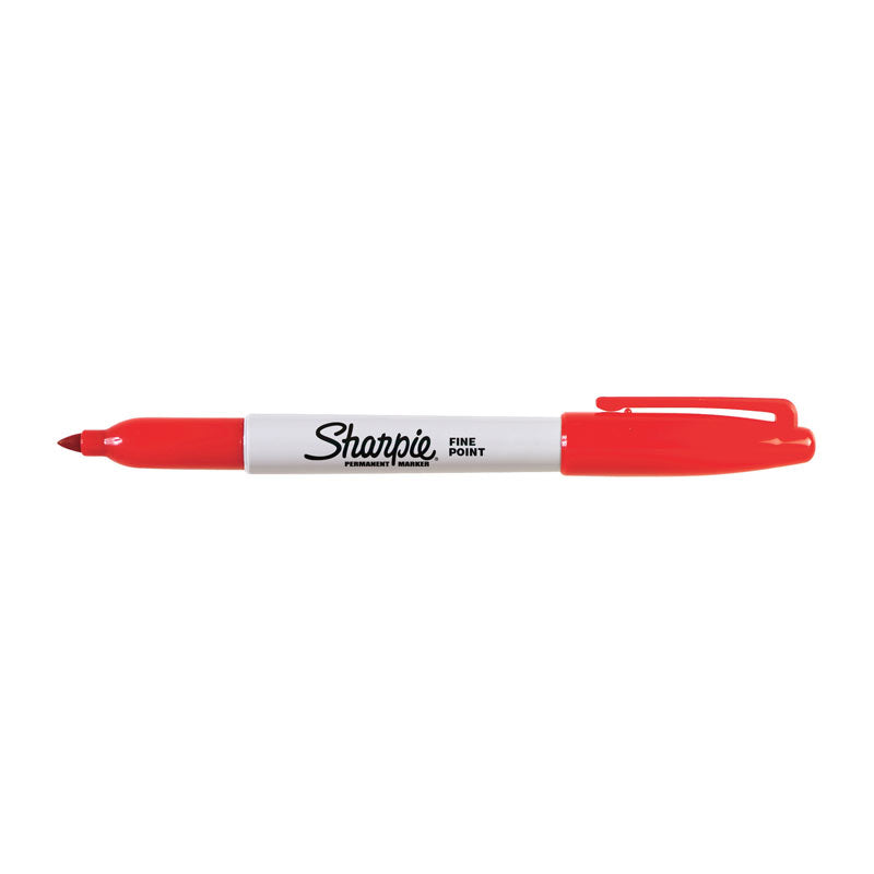 SHARPIE Permanent Marker Fine Point Red, Box of 12 - Vibrant Red Ink - SuperSaverAU - view 1