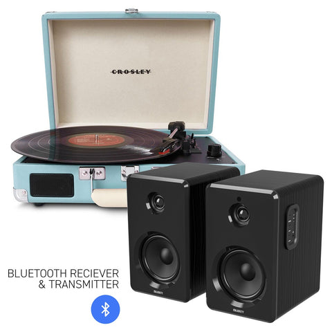 CROSLEY Cruiser Bluetooth Portable Turntable with Majority D40 Black Speakers - SuperSaverAU - view 1