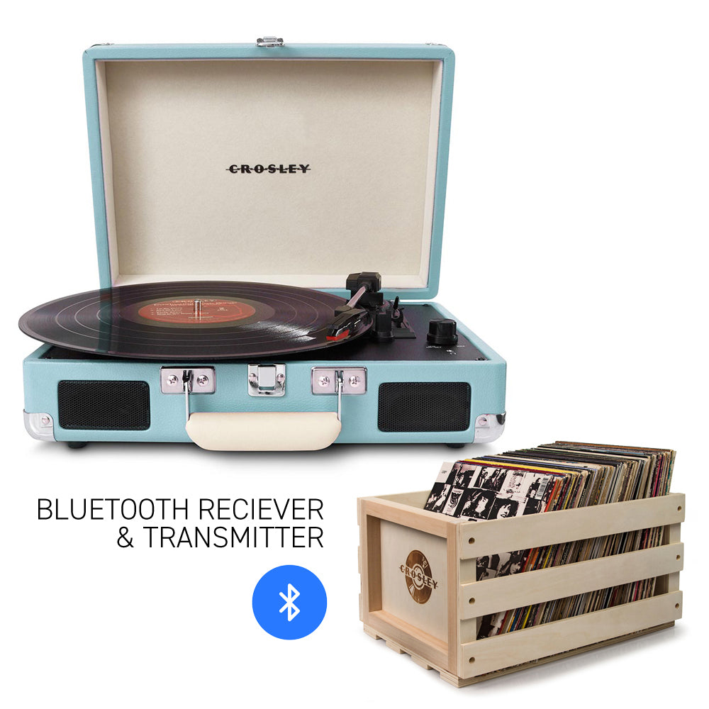 Crosley Cruiser Turquoise Bluetooth Portable Turntable with 3-Speed and Record Storage Crate - SuperSaverAU - view 5