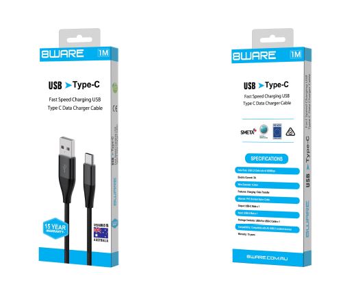 8WARE Samsung Certified Fast Charging USB Type C Data Cable 1m for Samsung Huawei Google LG - SuperSaverAU - view 1