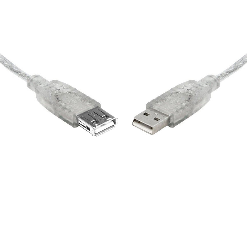 8WARE USB 2.0 Extension Cable 3m A to A Male to Female Transparent Metal Sheath Cable - SuperSaverAU - view 1