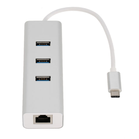 ASTROTEK USB-C Type-C to LAN + 3 Ports USB3.0 Hub Gigabit RJ45 Ethernet Network Adapter Converter Cable 15cm for Apple New Macbook/ChromeBook Pixel/ O - SuperSaverAU - view 1