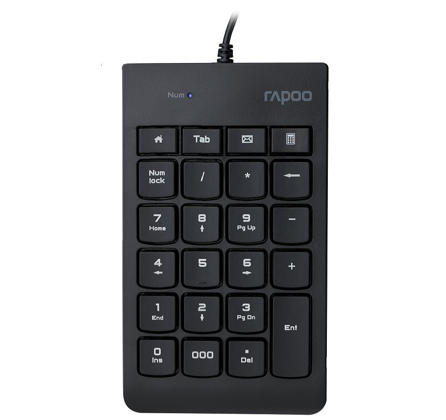 RAPOO K10 Wired Numeric NumberPad Keyboard - Spill Resistant Design, Laser Carved Keycap, Spill-Resistant Design, Easy Installation - SuperSaverAU - view 1