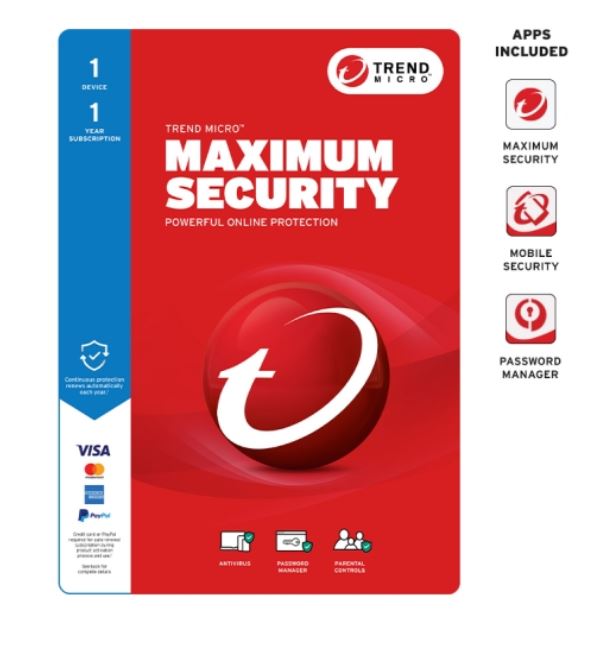 TREND MICRO Micro Maximum Security (1 Device) Retail Mini Box Auto Renew - SuperSaverAU - view 1