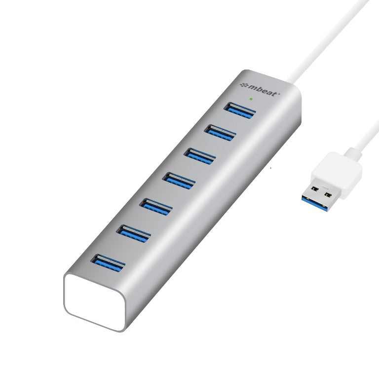 MBEAT 7-Port USB 3.0 Powered Hub - USB 2.0/1.1/Aluminium Slim Design Hub with Fast Data Speeds (5Gbps) Power Delivery for PC and MAC devices - SuperSaverAU - view 2