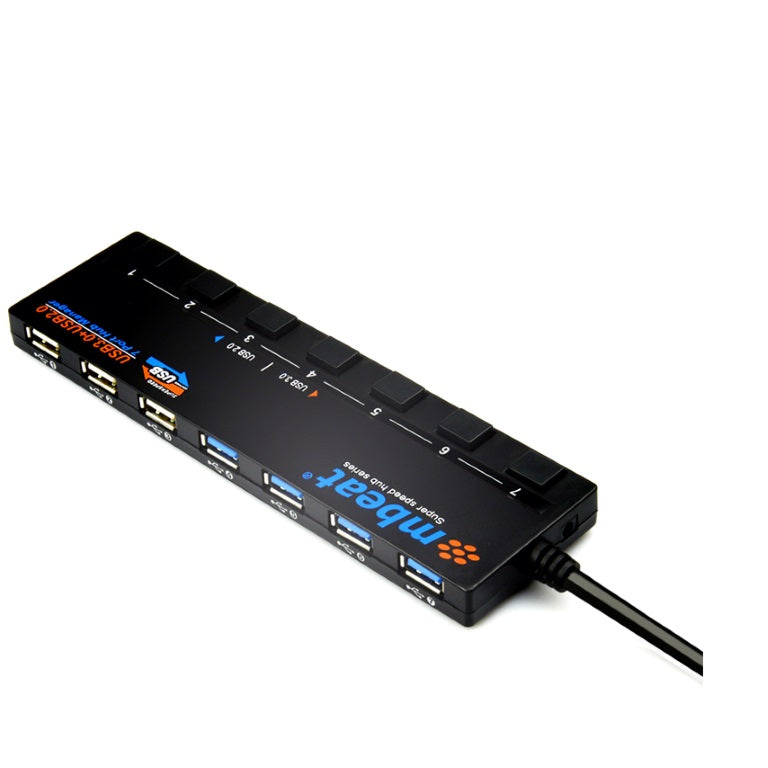 MBEAT 7-Port USB 3.0 & USB 2.0 Powered Hub Manager with Switches - 4x USB 3.0 with 5Gbps/3x USB 2.0 with 2.4Ghz(480Mbps)/Super Fast Hub Manager - SuperSaverAU - view 1