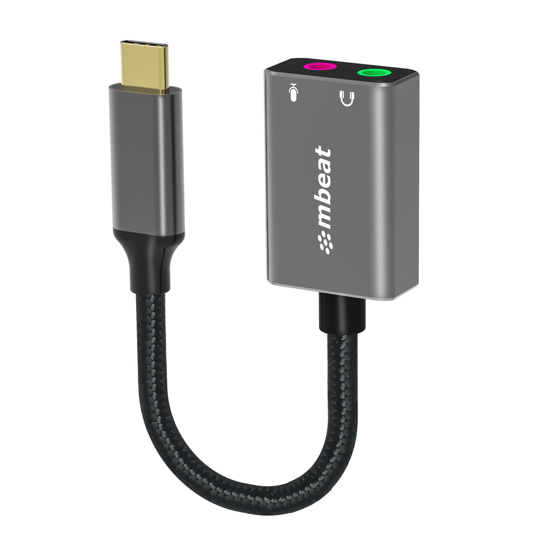 mbeat Elite USB-C to 3.5mm Audio & Microphone Adapter - Space Grey