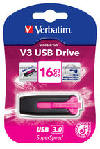 VERBATIM 16GB V3 USB3.0 Pink Store\'n\'Go V3; Rectractable - SuperSaverAU - view 1