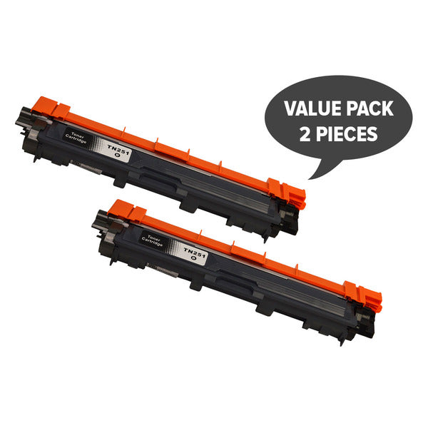 TN-251 Black Premium Compatible Laser Toner Cartridge Set of 2 - SuperSaverAU - view 1