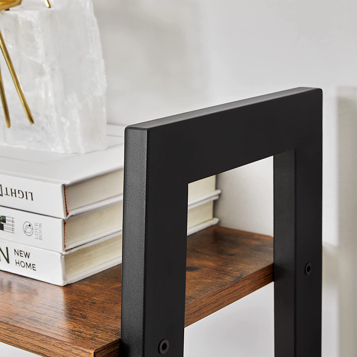 Rustic Brown and Black Metal Frame 4-Tier Bookshelf - SuperSaverAU - view 8