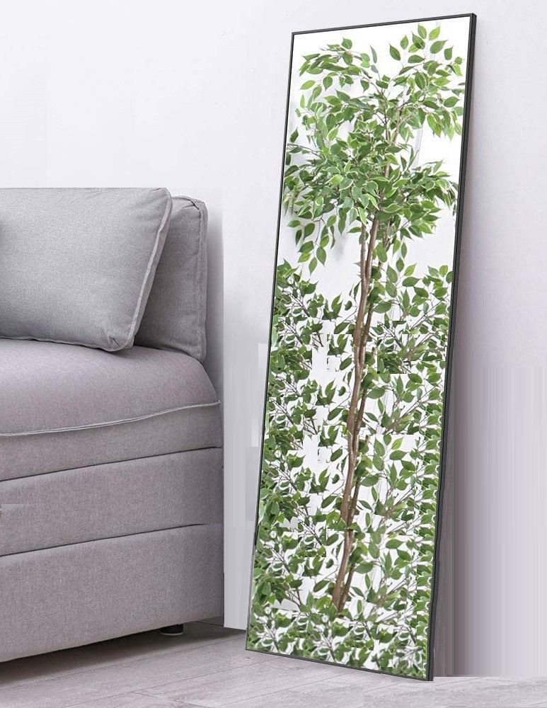 Full Length Mirror Standing for Bedroom & Bathroom, 106 x 35 cm, Black, Adjustable Hanger - SuperSaverAU - view 4