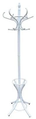 Premium White Wooden Coat Rack Stand 187cm with 12 Hooks Umbrella Ring