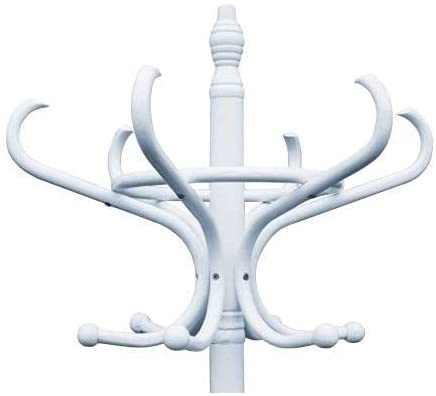 Premium White Wooden Coat Rack Stand 187cm with 12 Hooks Umbrella Ring