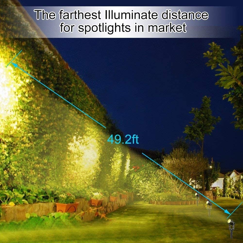 3 x Solar LED Spotlights, 120-130 Lumen, Waterproof, Warm White, 18 cm - SuperSaverAU - view 3
