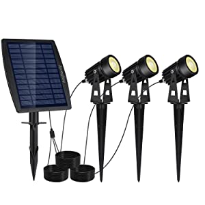 3 x Solar LED Spotlights, 120-130 Lumen, Waterproof, Warm White, 18 cm - SuperSaverAU - view 7